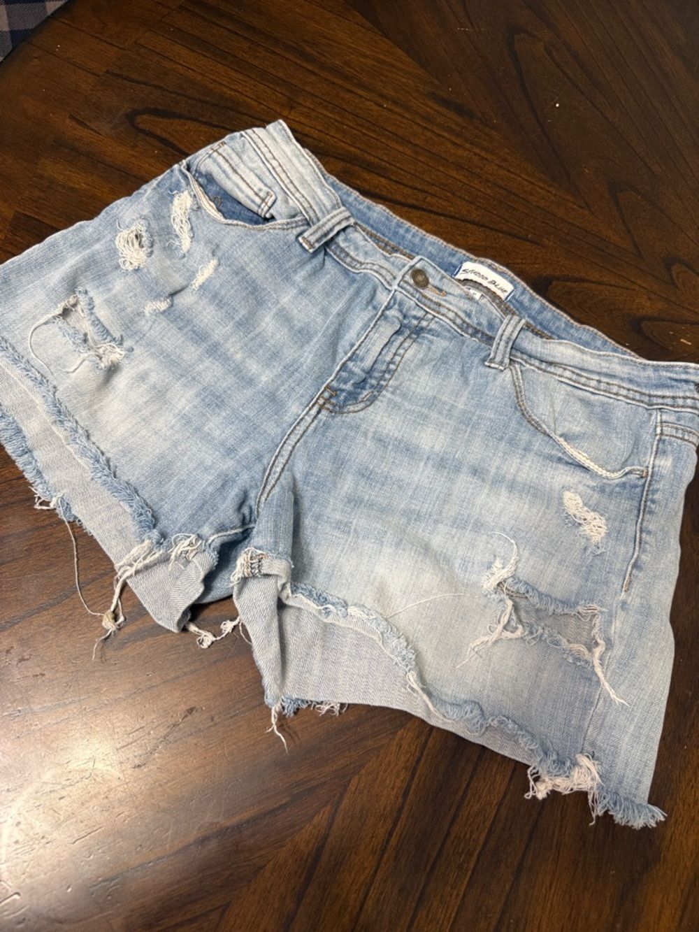 Studio Light Blue Distressed Denim Cutoff Shorts-31